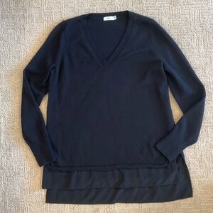 ♠️💕 Vince Black V-Neck Cashmere Wool Silk Sweater S Luxury Old Money Minimalist